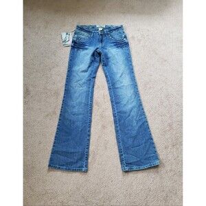 Women's Blue Flare Jeans with Stud Detail